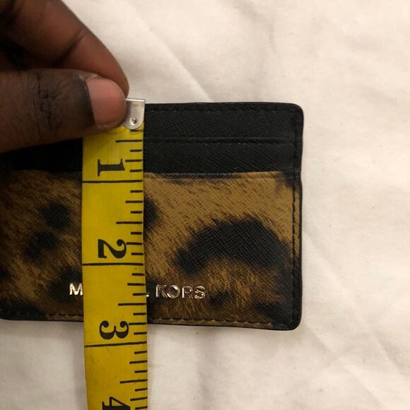 MICHAEL KORS Black Brown Leopard Animal Money Pieces Coin Cardholder Case Wallet - Picture 6 of 7